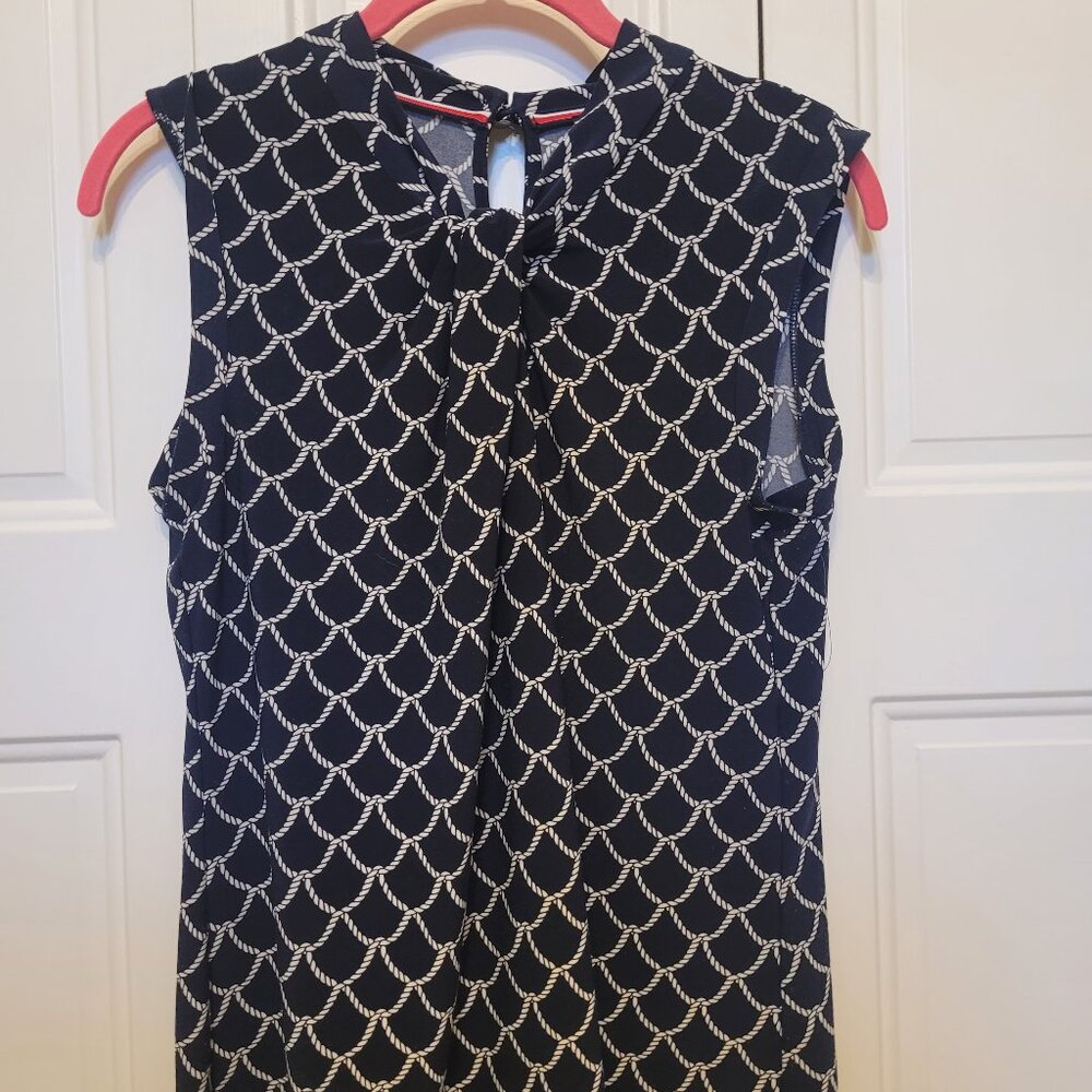 Dressy Sleevless Work Top - Navy and White - Tommy Hilfiger